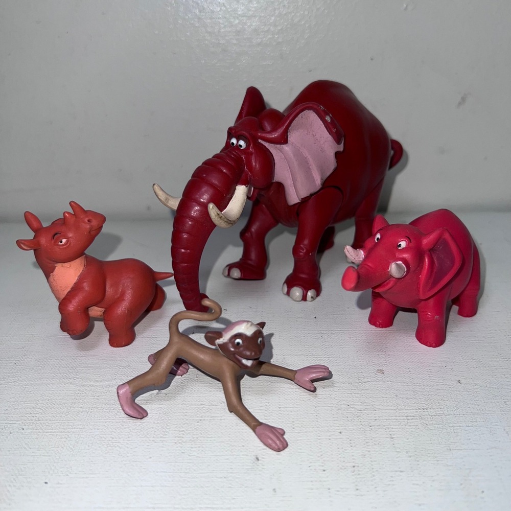Vtg Disney Tarzan Figure Lot Tantor Elephant Terk Rhino 1999 Action Cake Topper
